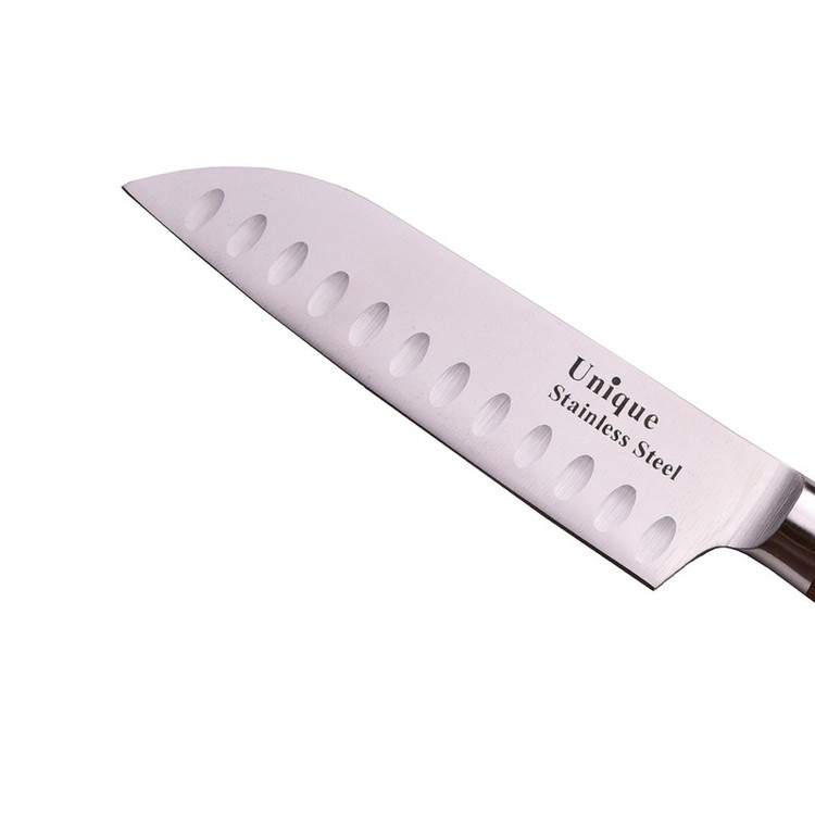 چاقو تک آشپزخانه سایز 5 دسته چوب مدل سانتاکو یونیک کد 5550 | ضمانت اصالت کالا | کارتن 48 عددی