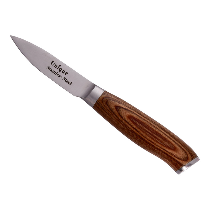 چاقو تک آشپزخانه سایز4.5 دسته چوب یونیک کد 5554 | ضمانت اصالت کالا | کارتن 48 عددی