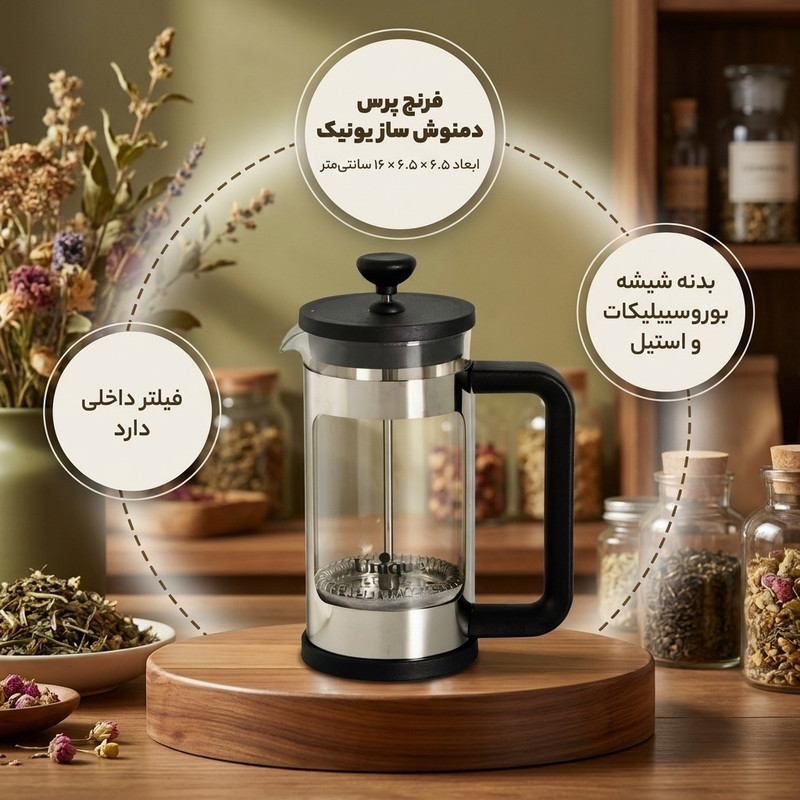 لیوان فرنچ پرس 350 میل یونیک کد 3001 | ضمانت اصالت کالا | کارتن 12 عددی