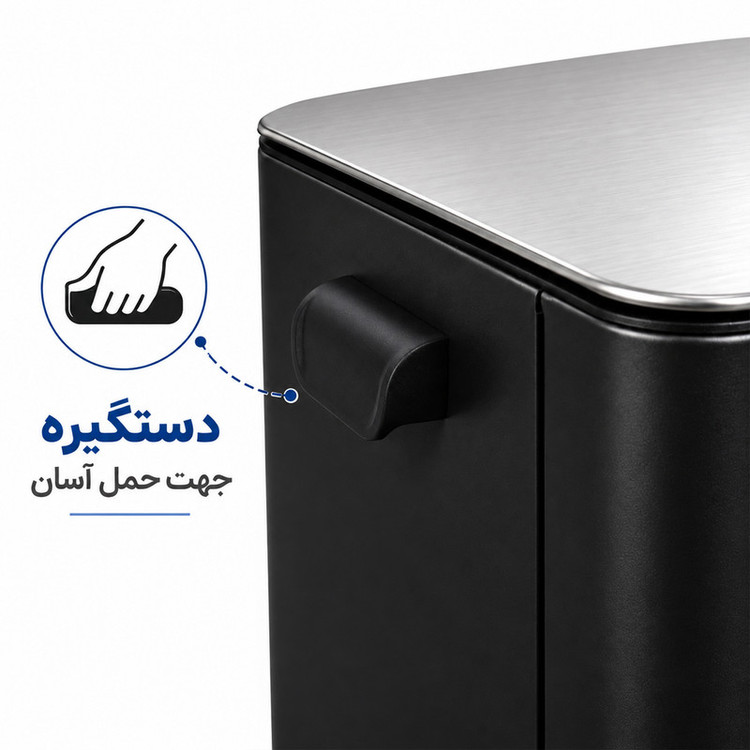 سطل زباله پدالی 4 گوش مشکی 20 لیتری یونیک کد 4301 | ضمانت اصالت کالا | کارتن 2 عددی