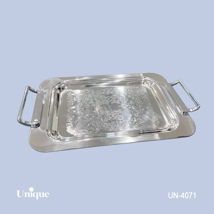 سینی براق استیل بدون پایه سایز 40 × 30 یونیک کد 4071 | ضمانت اصالت کالا | کارتن عددی