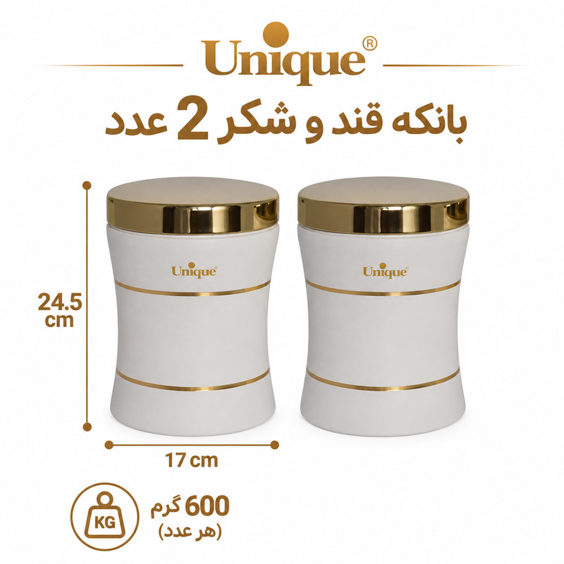 سرویس آشپزخانه 18 پارچه کمرباریک سفید درب طلایی یونیک کد 4615G | ضمانت اصالت کالا | کارتن 1 عددی