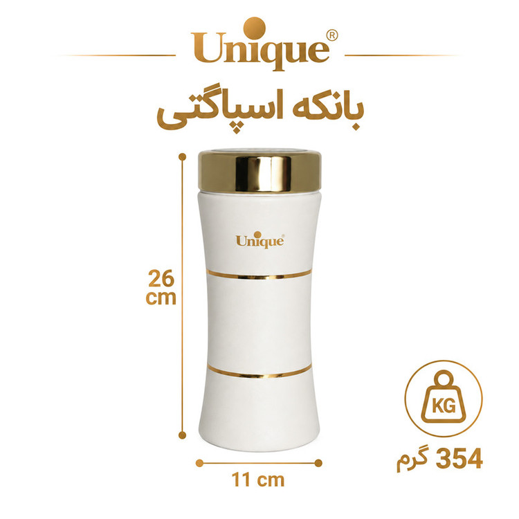 سرویس آشپزخانه 18 پارچه کمرباریک سفید درب طلایی یونیک کد 4615G | ضمانت اصالت کالا | کارتن 1 عددی