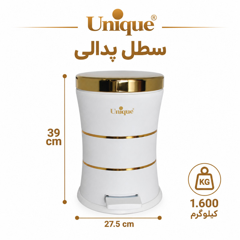 سرویس آشپزخانه 18 پارچه کمرباریک سفید درب طلایی یونیک کد 4615G | ضمانت اصالت کالا | کارتن 1 عددی