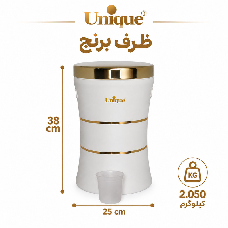 سرویس آشپزخانه 18 پارچه کمرباریک سفید درب طلایی یونیک کد 4615G | ضمانت اصالت کالا | کارتن 1 عددی
